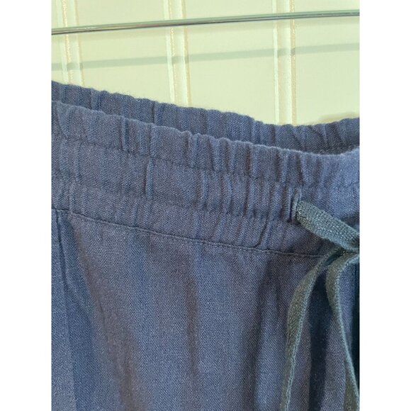 Land N Sea Womens 3XNavy Linen-Blend Drawstring Pants With Elastic Waist&Pockets - Picture 3 of 15